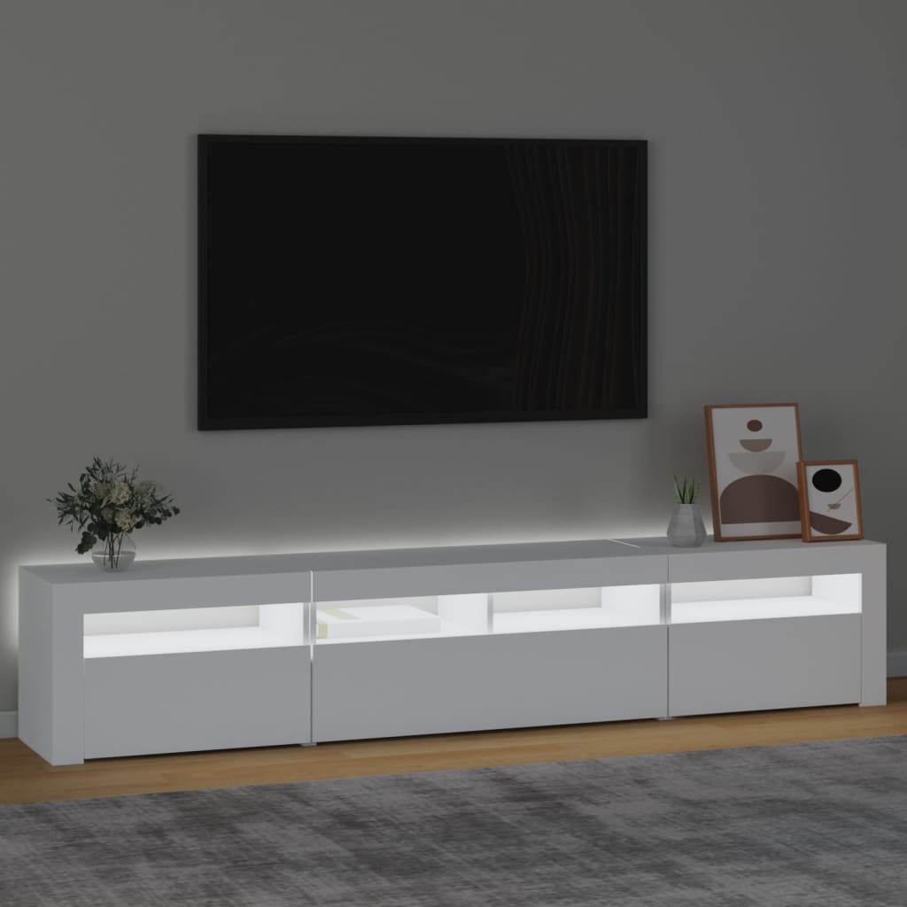 Tv-Meubel Met Led-Verlichting 210 x 35 x 40 cm Wit