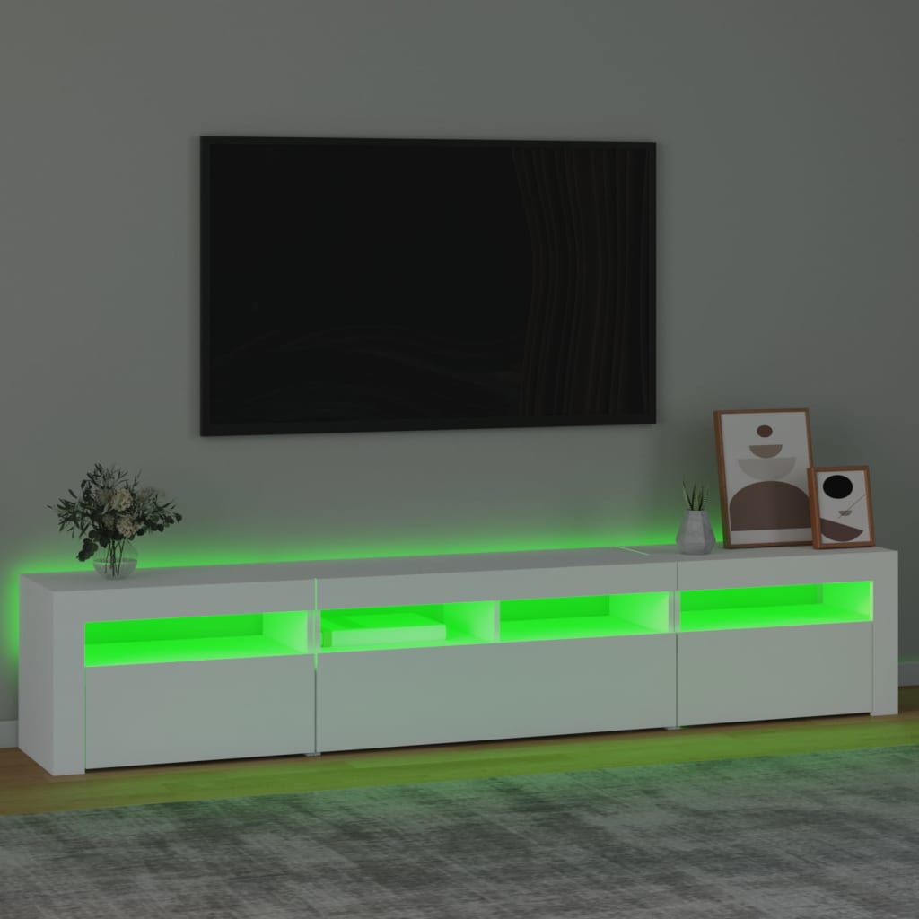 Tv-Meubel Met Led-Verlichting 210 x 35 x 40 cm Wit