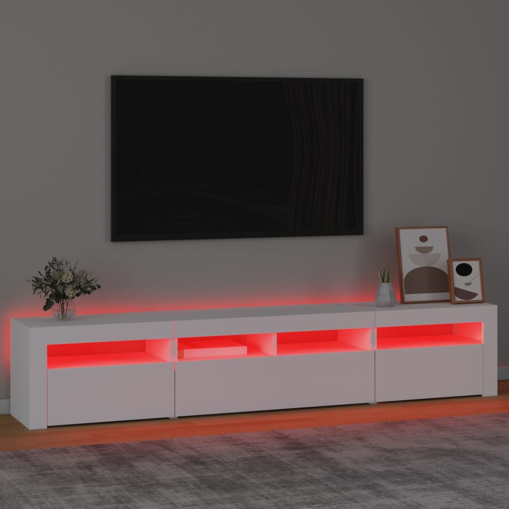 Tv-Meubel Met Led-Verlichting 210 x 35 x 40 cm Wit