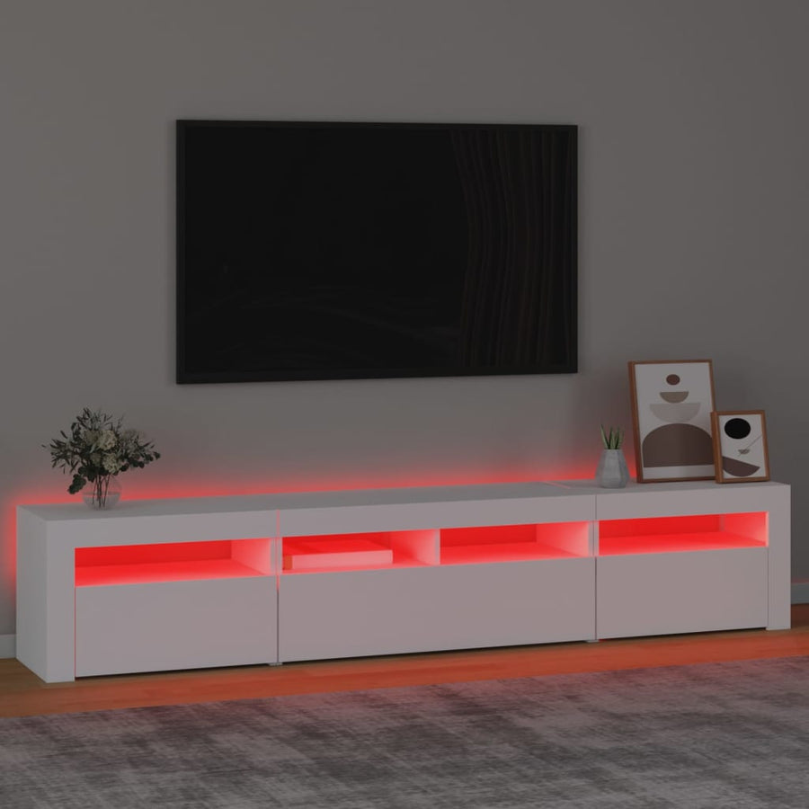 Tv-Meubel Met Led-Verlichting 210 x 35 x 40 cm Wit