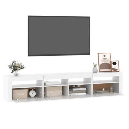 Tv-Meubel Met Led-Verlichting 210 x 35 x 40 cm Wit