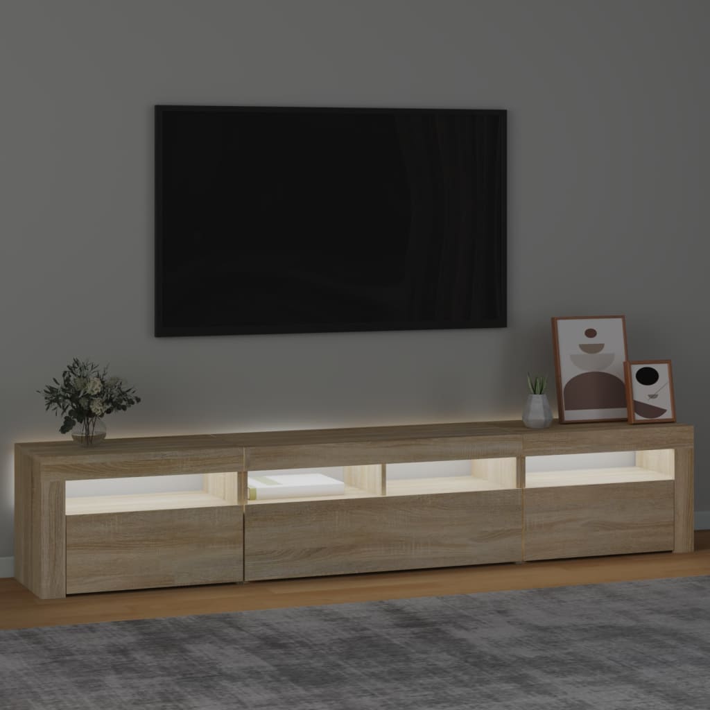 Tv-Meubel Met Led-Verlichting Kleurig 210 x 35 x 40 cm Sonoma eiken