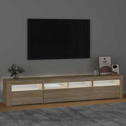 Tv-Meubel Met Led-Verlichting Kleurig 210 x 35 x 40 cm Sonoma eiken