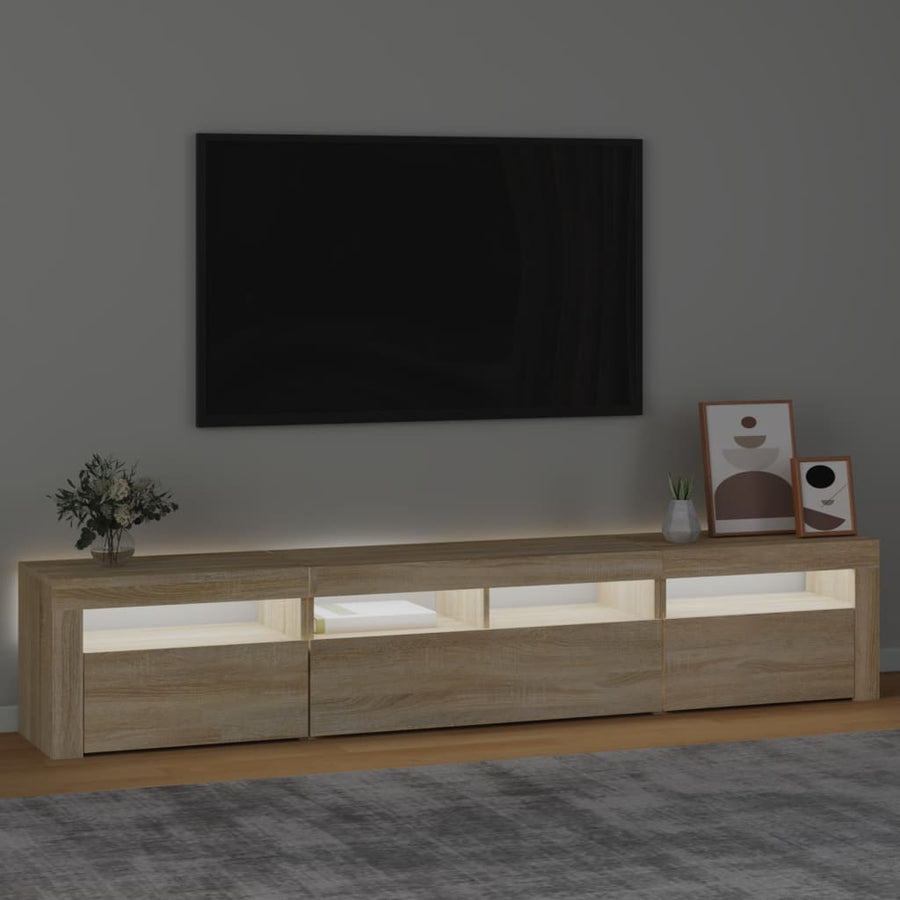 Tv-Meubel Met Led-Verlichting Kleurig 210 x 35 x 40 cm Sonoma eiken