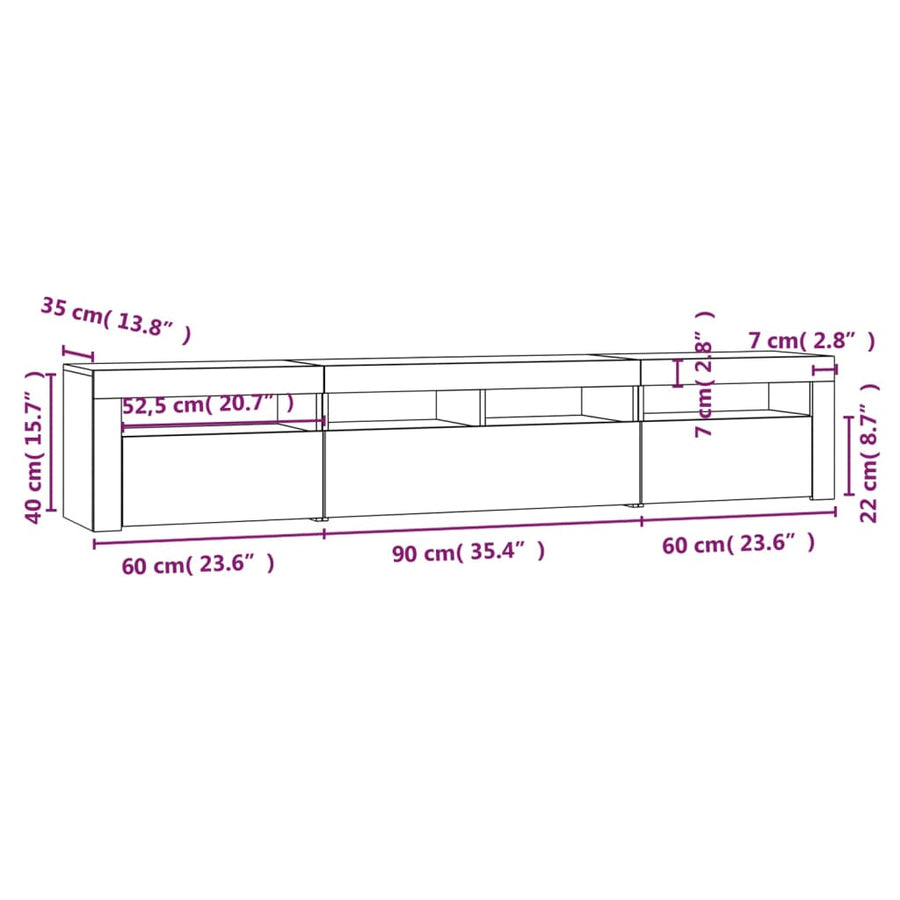 Tv-Meubel Met Led-Verlichting Kleurig 210 x 35 x 40 cm Sonoma eiken