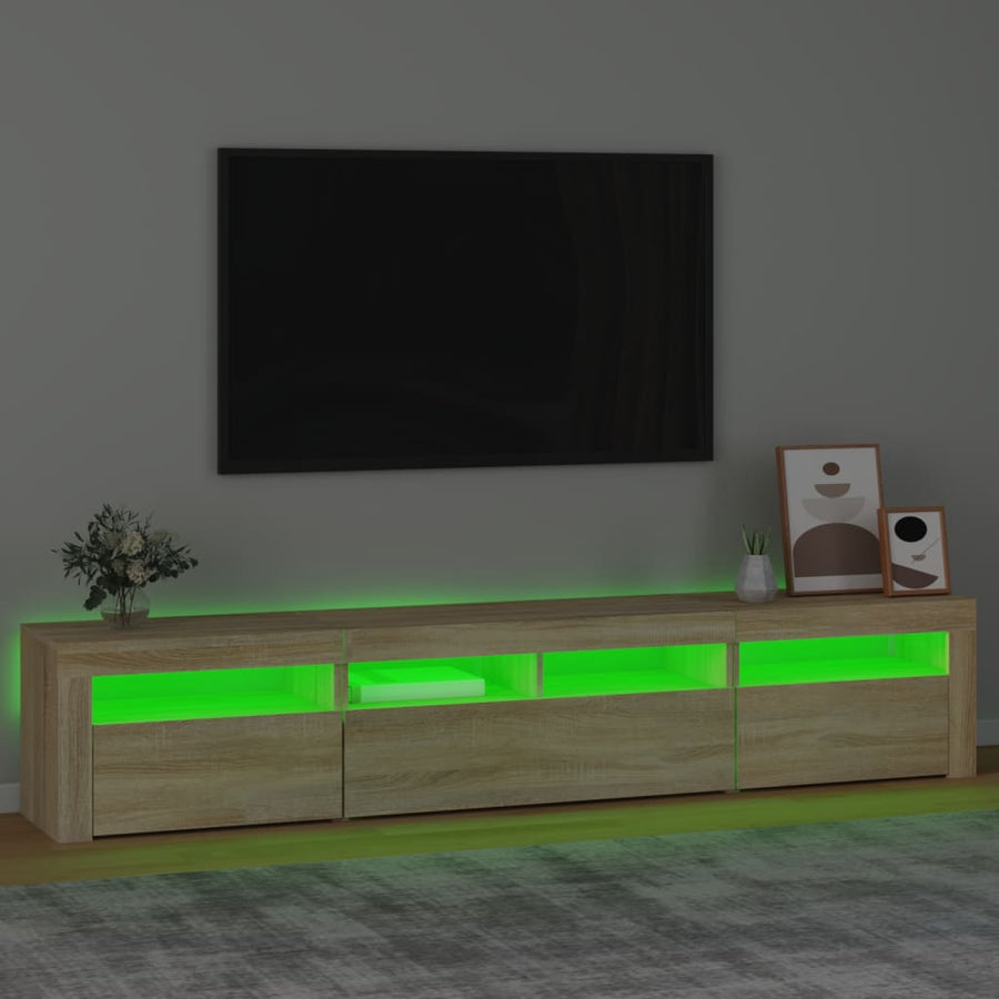 Tv-Meubel Met Led-Verlichting Kleurig 210 x 35 x 40 cm Sonoma eiken