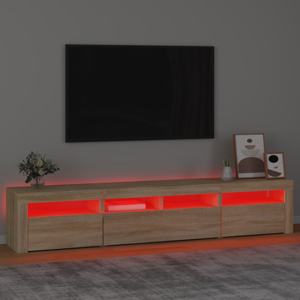 Tv-Meubel Met Led-Verlichting Kleurig 210 x 35 x 40 cm Sonoma eiken