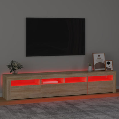 Tv-Meubel Met Led-Verlichting Kleurig 210 x 35 x 40 cm Sonoma eiken