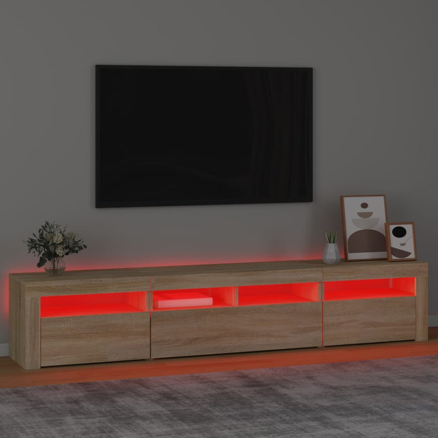 Tv-Meubel Met Led-Verlichting Kleurig 210 x 35 x 40 cm Sonoma eiken