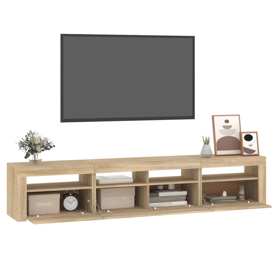 Tv-Meubel Met Led-Verlichting Kleurig 210 x 35 x 40 cm Sonoma eiken