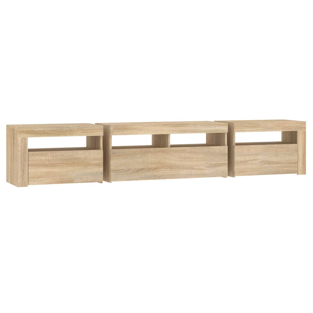 Tv-Meubel Met Led-Verlichting Kleurig 210 x 35 x 40 cm Sonoma eiken