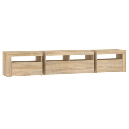Tv-Meubel Met Led-Verlichting Kleurig 210 x 35 x 40 cm Sonoma eiken