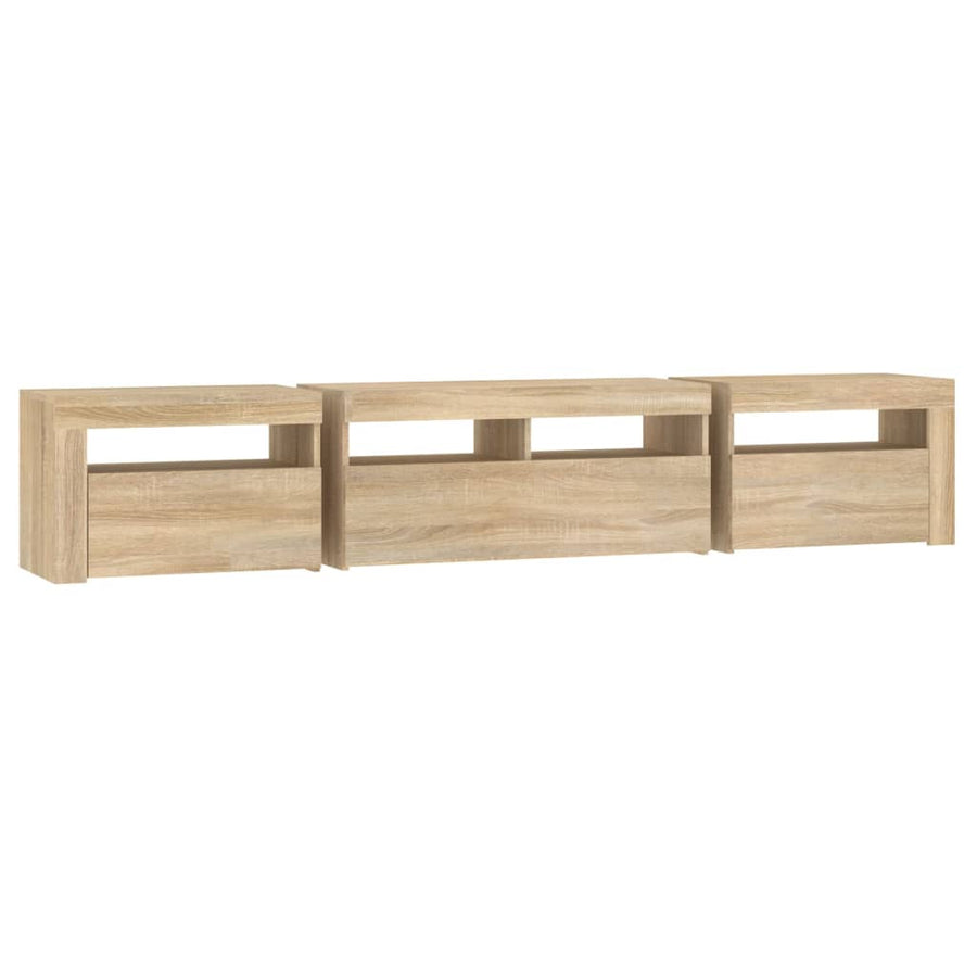 Tv-Meubel Met Led-Verlichting Kleurig 210 x 35 x 40 cm Sonoma eiken