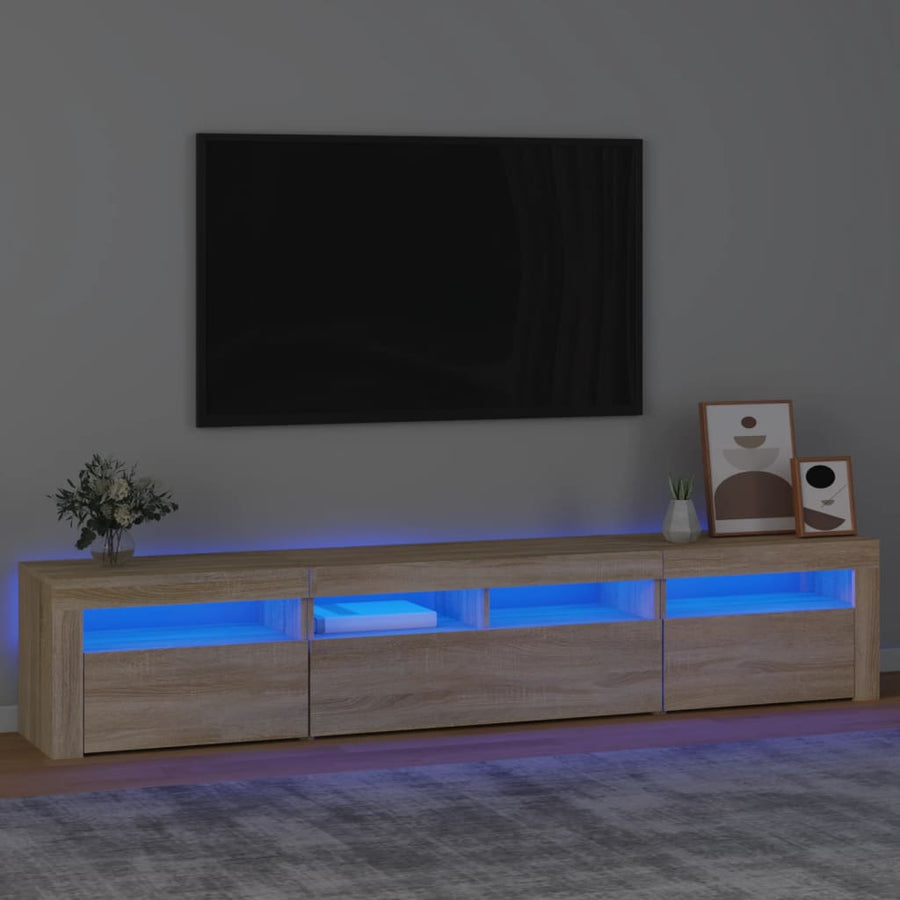 Tv-Meubel Met Led-Verlichting Kleurig 210 x 35 x 40 cm Sonoma eiken