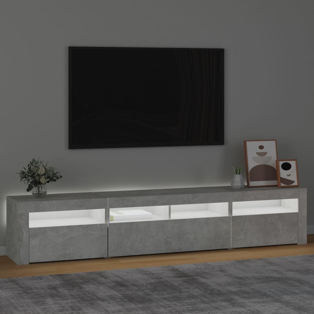 Tv-Meubel Met Led-Verlichting 210 x 35 x 40 cm Betongrijs
