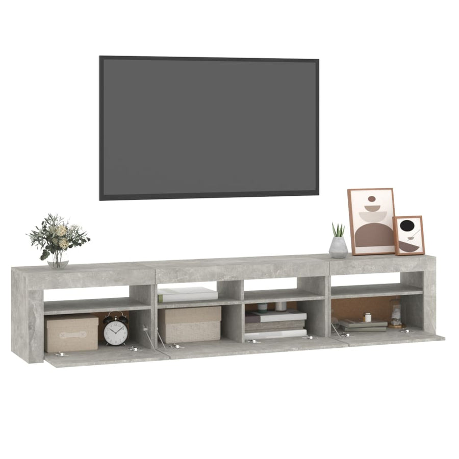 Tv-Meubel Met Led-Verlichting 210 x 35 x 40 cm Betongrijs