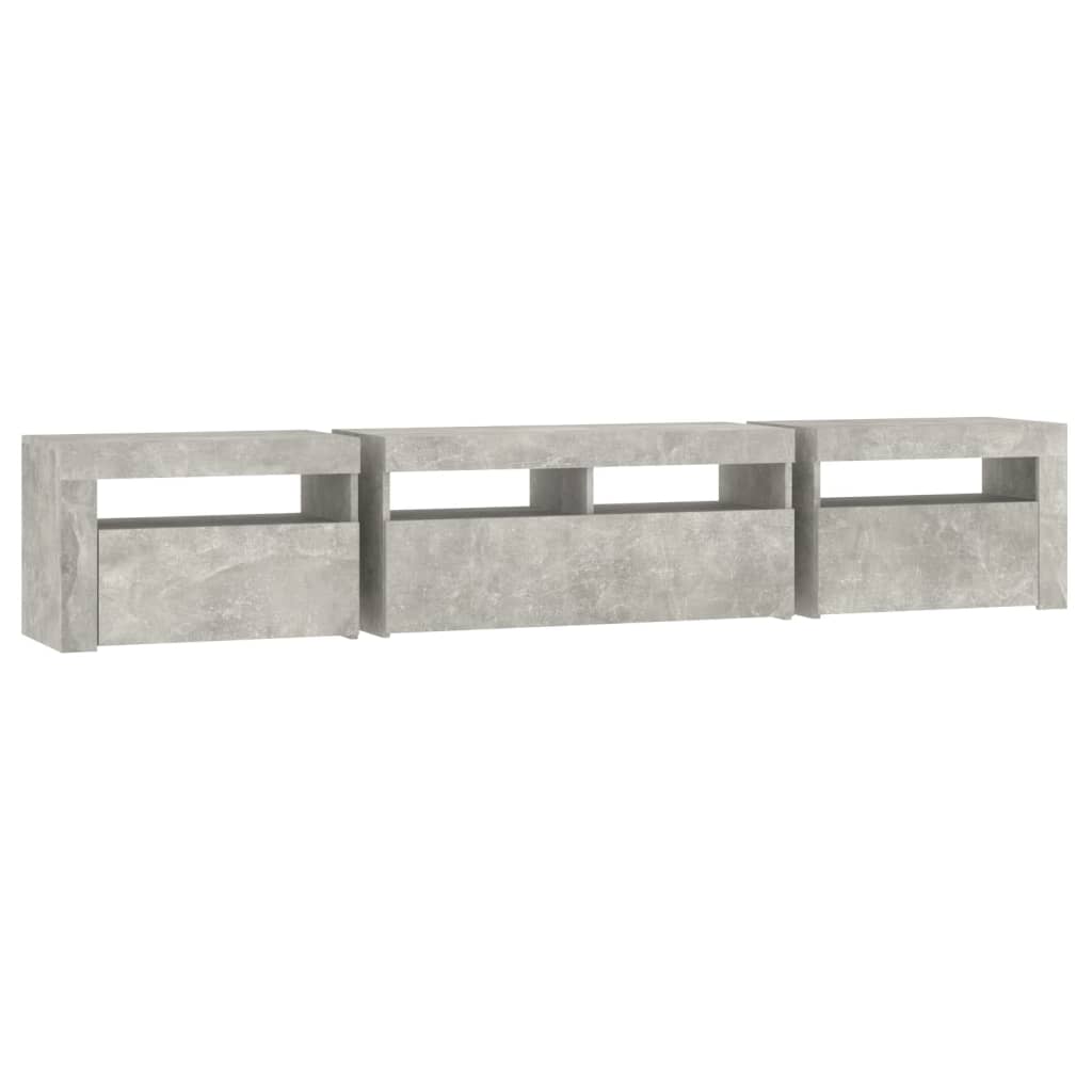 Tv-Meubel Met Led-Verlichting 210 x 35 x 40 cm Betongrijs