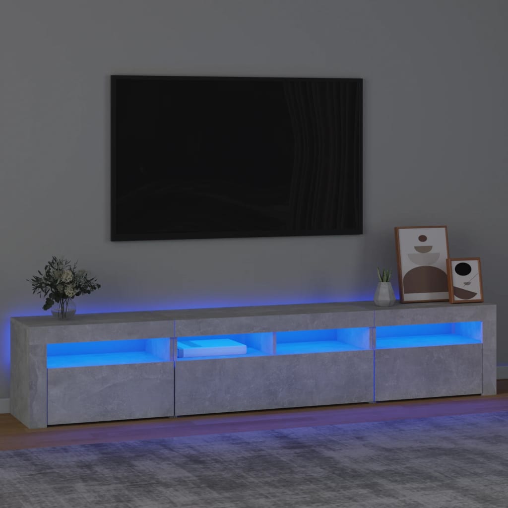 Tv-Meubel Met Led-Verlichting 210 x 35 x 40 cm Betongrijs