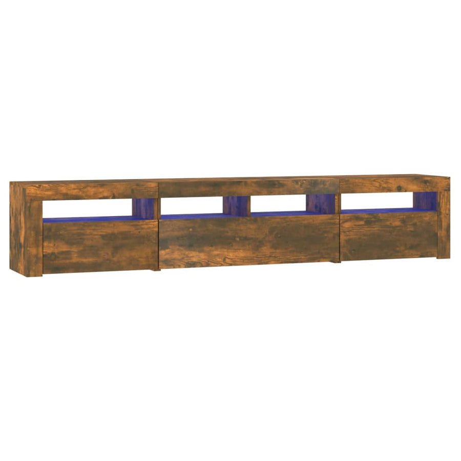 Tv-Meubel Met Led-Verlichting Kleurig 210 x 35 x 40 cm Gerookt eiken