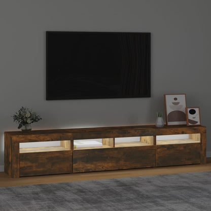 Tv-Meubel Met Led-Verlichting Kleurig 210 x 35 x 40 cm Gerookt eiken