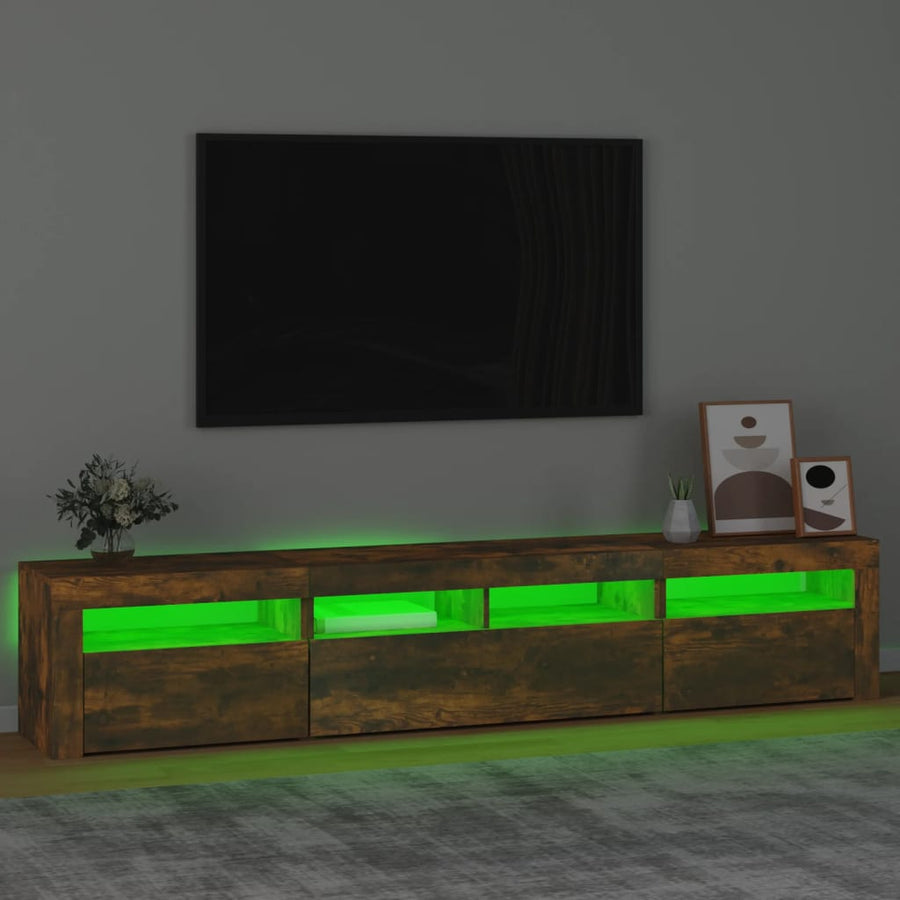 Tv-Meubel Met Led-Verlichting Kleurig 210 x 35 x 40 cm Gerookt eiken