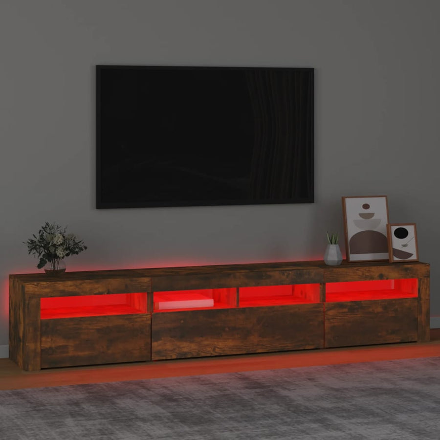Tv-Meubel Met Led-Verlichting Kleurig 210 x 35 x 40 cm Gerookt eiken