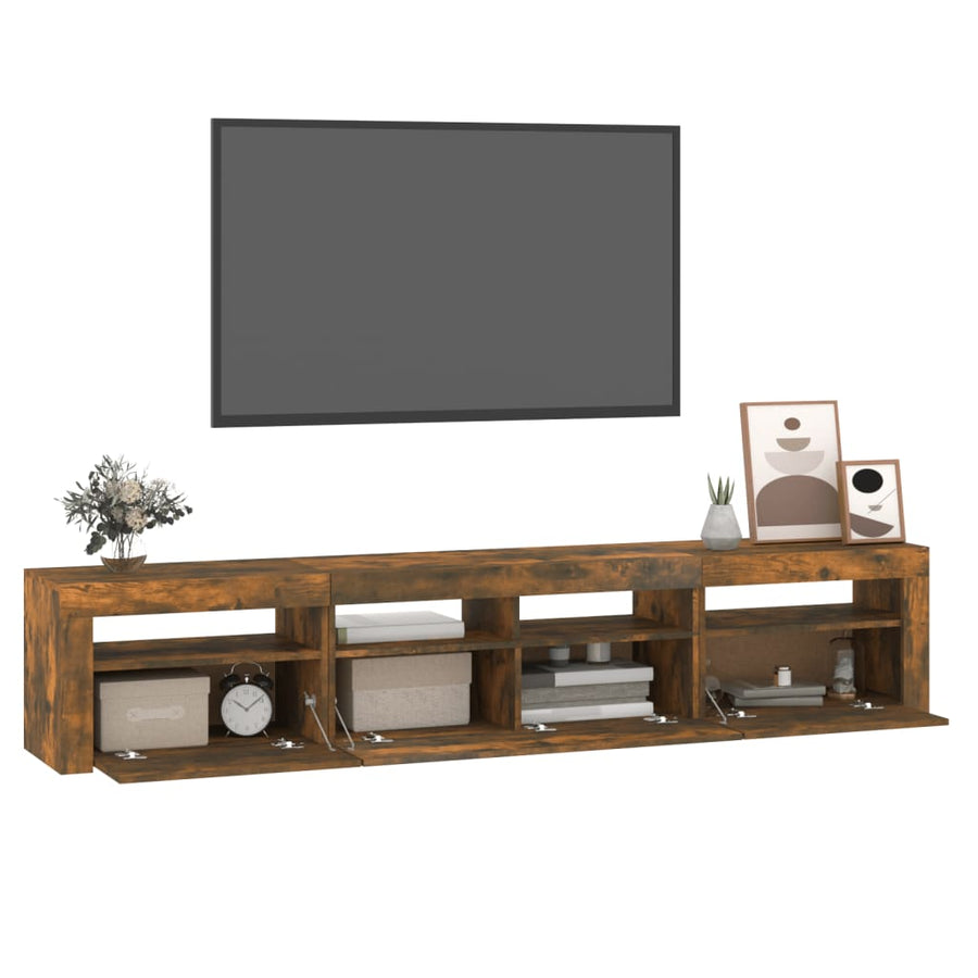 Tv-Meubel Met Led-Verlichting Kleurig 210 x 35 x 40 cm Gerookt eiken
