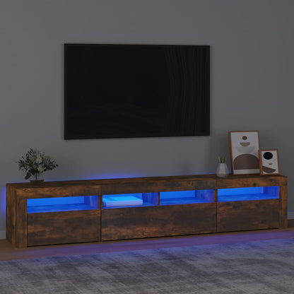 Tv-Meubel Met Led-Verlichting Kleurig 210 x 35 x 40 cm Gerookt eiken