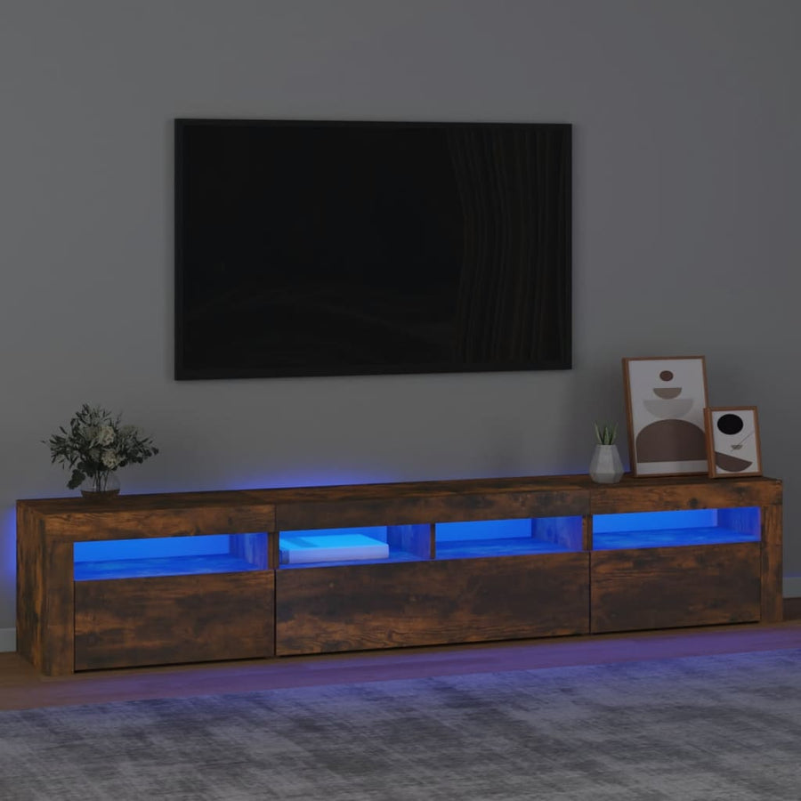 Tv-Meubel Met Led-Verlichting Kleurig 210 x 35 x 40 cm Gerookt eiken