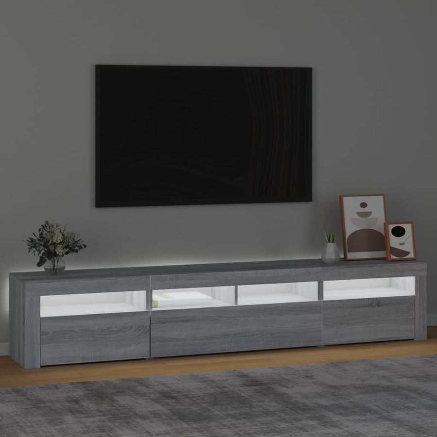 Tv-Meubel Met Led-Verlichting Eiken 210 x 35 x 40 cm Grijs sonoma
