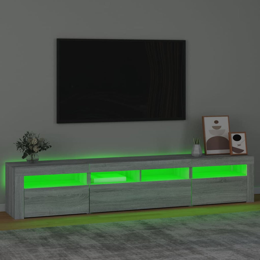 Tv-Meubel Met Led-Verlichting Eiken 210 x 35 x 40 cm Grijs sonoma