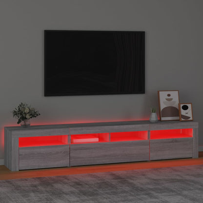 Tv-Meubel Met Led-Verlichting Eiken 210 x 35 x 40 cm Grijs sonoma
