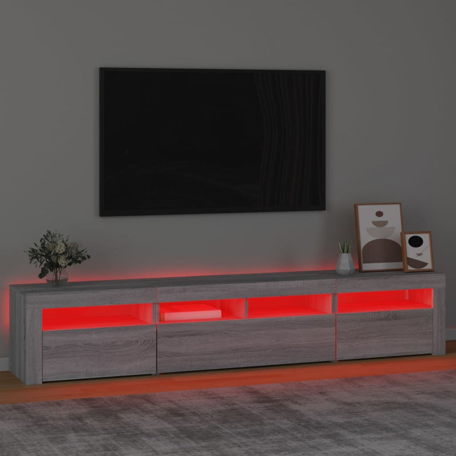 Tv-Meubel Met Led-Verlichting Eiken 210 x 35 x 40 cm Grijs sonoma