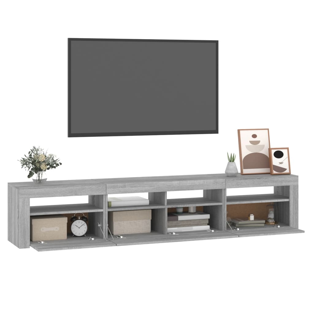 Tv-Meubel Met Led-Verlichting Eiken 210 x 35 x 40 cm Grijs sonoma