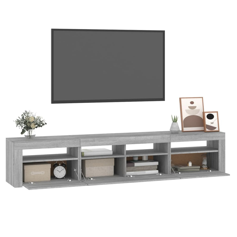 Tv-Meubel Met Led-Verlichting Eiken 210 x 35 x 40 cm Grijs sonoma
