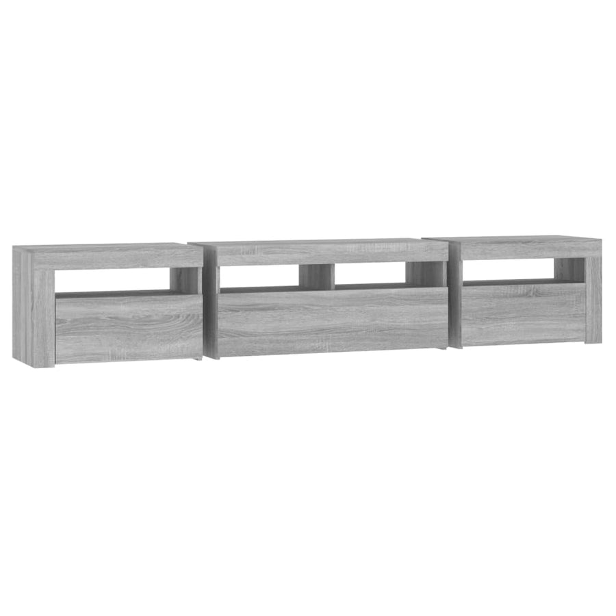 Tv-Meubel Met Led-Verlichting Eiken 210 x 35 x 40 cm Grijs sonoma