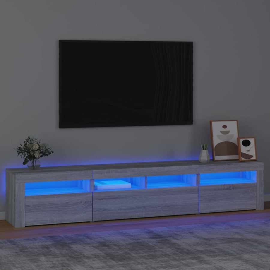 Tv-Meubel Met Led-Verlichting Eiken 210 x 35 x 40 cm Grijs sonoma