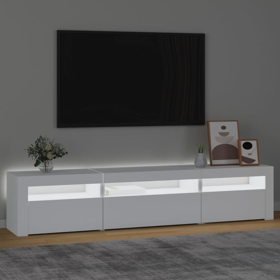 Tv-Meubel Met Led-Verlichting 195 x 35 x 40 cm Wit