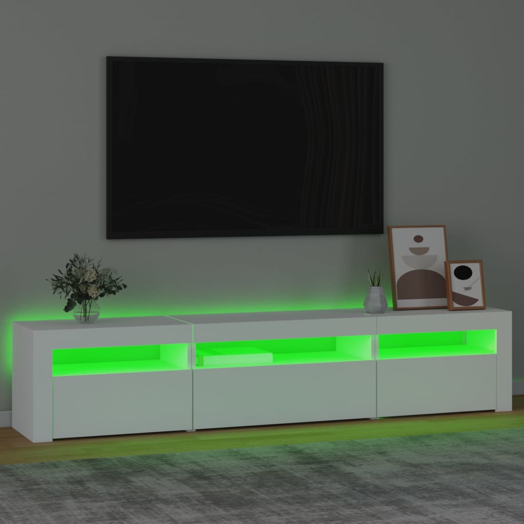 Tv-Meubel Met Led-Verlichting 195 x 35 x 40 cm Wit