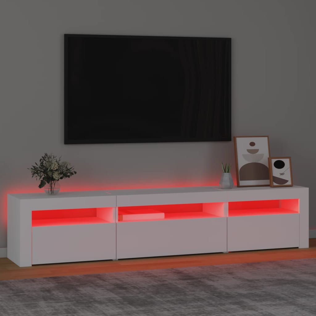 Tv-Meubel Met Led-Verlichting 195 x 35 x 40 cm Wit