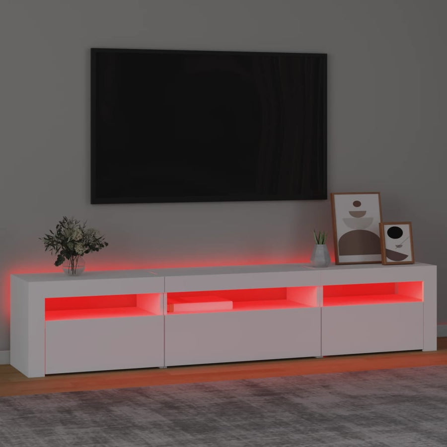 Tv-Meubel Met Led-Verlichting 195 x 35 x 40 cm Wit