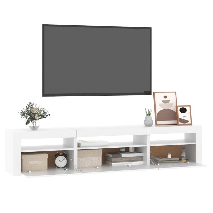 Tv-Meubel Met Led-Verlichting 195 x 35 x 40 cm Wit