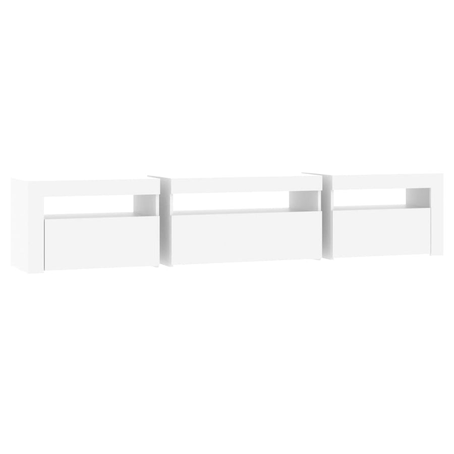 Tv-Meubel Met Led-Verlichting 195 x 35 x 40 cm Wit