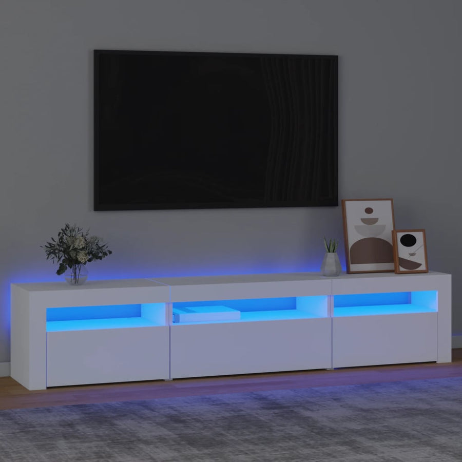 Tv-Meubel Met Led-Verlichting 195 x 35 x 40 cm Wit
