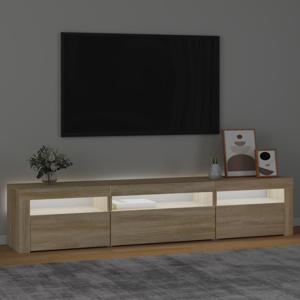 Tv-Meubel Met Led-Verlichting Kleurig 195 x 35 x 40 cm Sonoma eiken