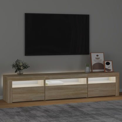 Tv-Meubel Met Led-Verlichting Kleurig 195 x 35 x 40 cm Sonoma eiken