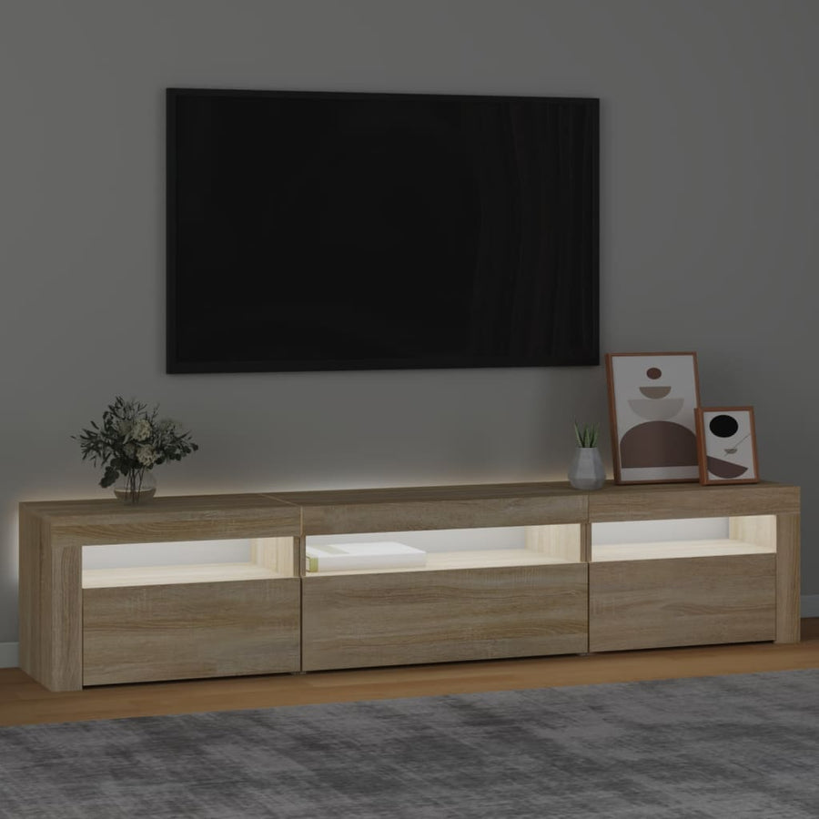 Tv-Meubel Met Led-Verlichting Kleurig 195 x 35 x 40 cm Sonoma eiken