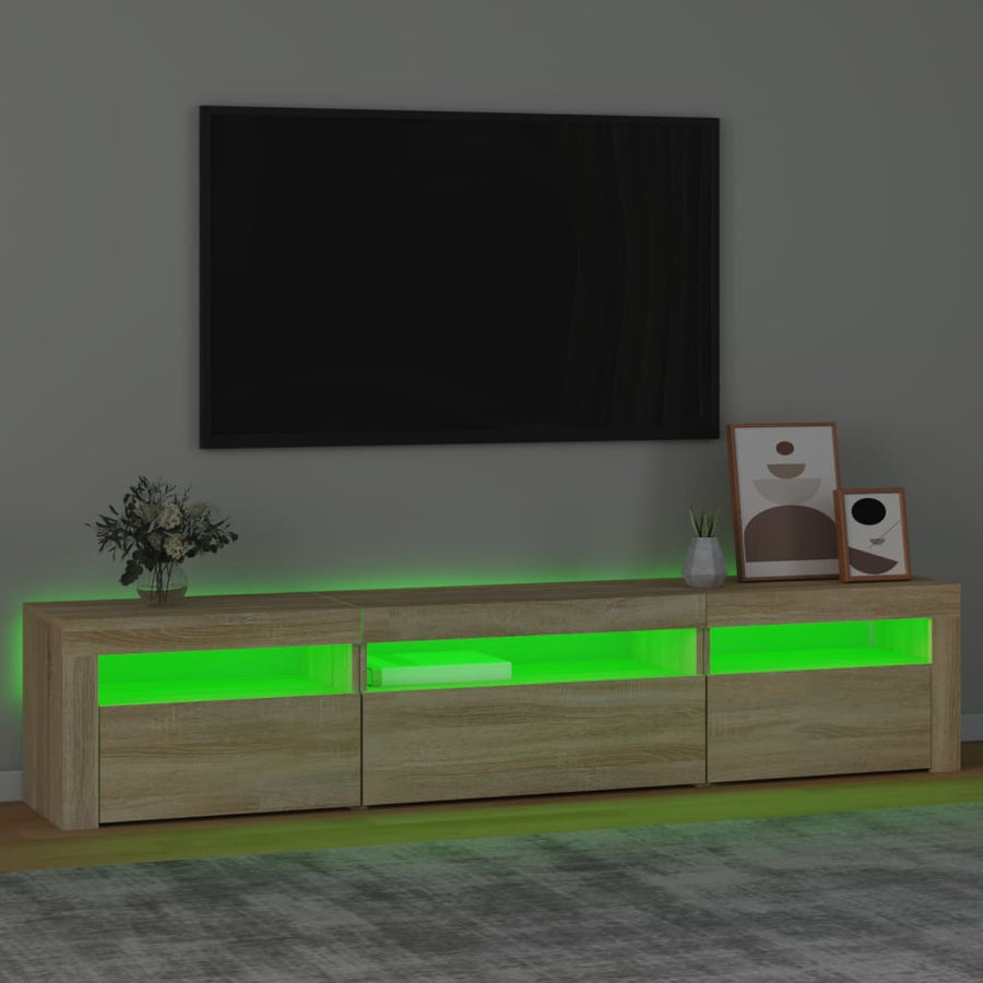 Tv-Meubel Met Led-Verlichting Kleurig 195 x 35 x 40 cm Sonoma eiken