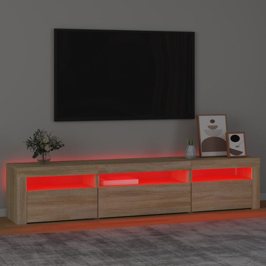 Tv-Meubel Met Led-Verlichting Kleurig 195 x 35 x 40 cm Sonoma eiken