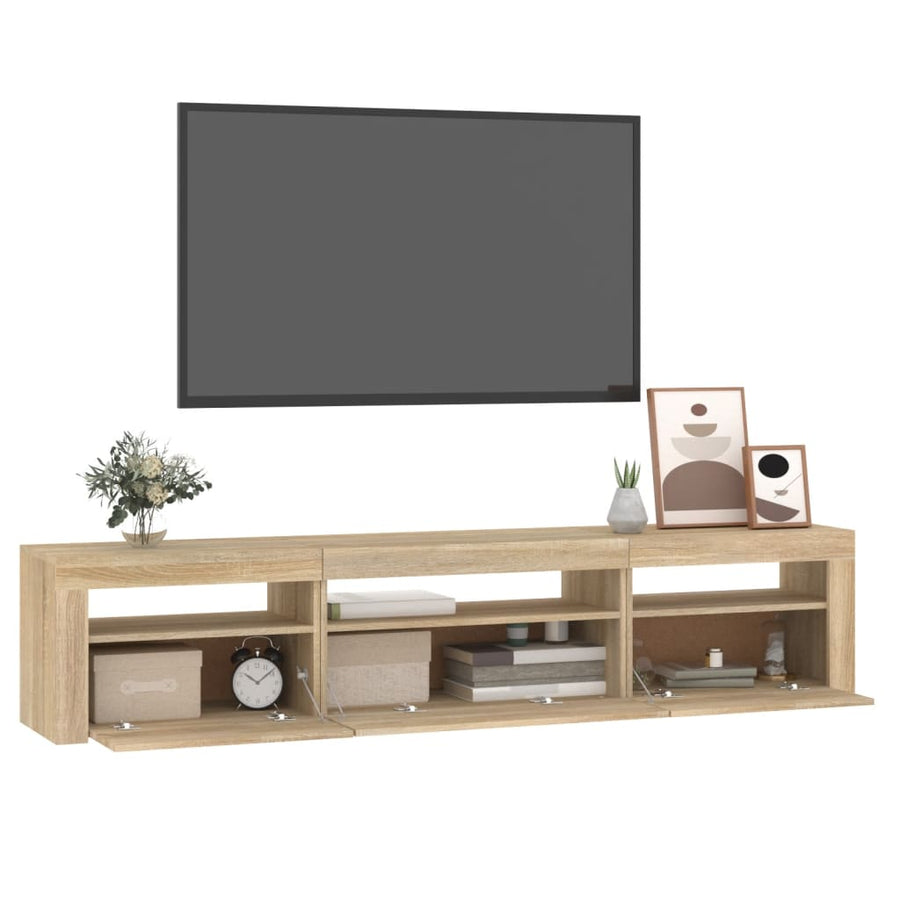 Tv-Meubel Met Led-Verlichting Kleurig 195 x 35 x 40 cm Sonoma eiken